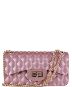 Quilted Style Matte Jelly Crossbody Bag 7032 ROSEGOLD
